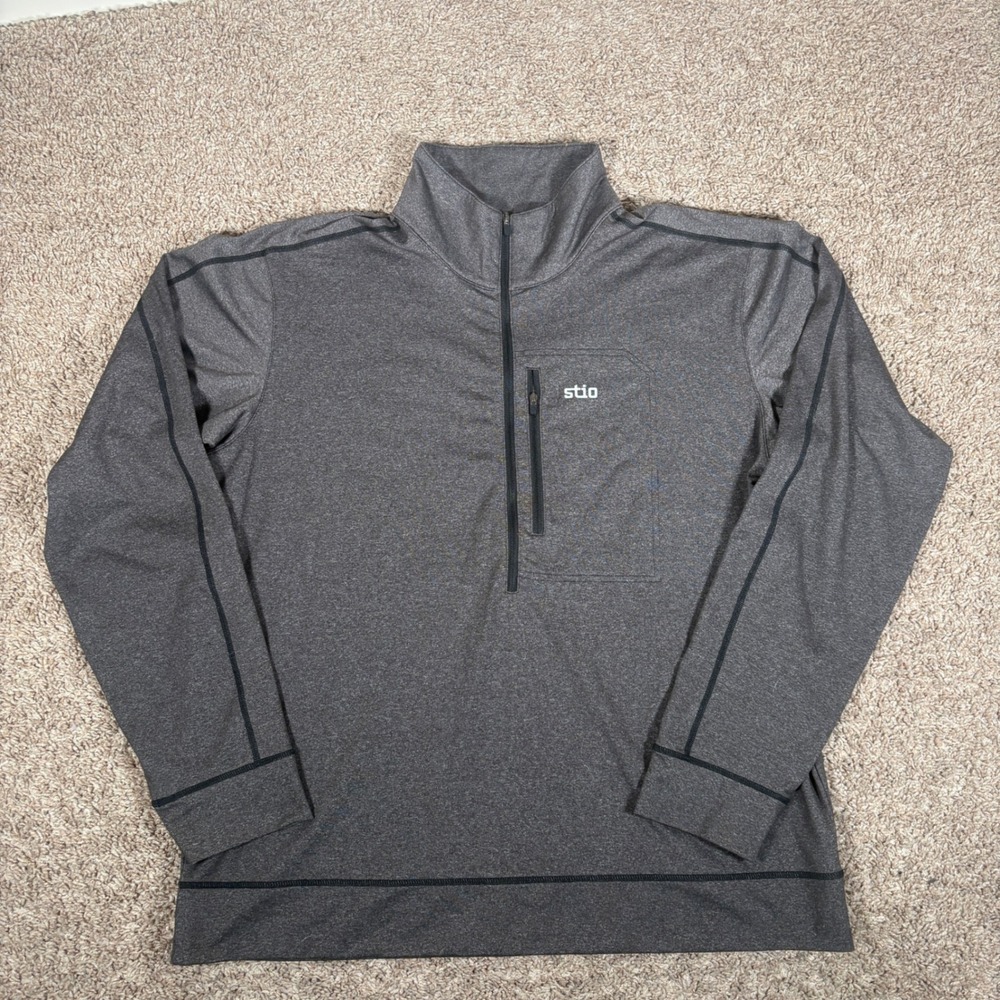 Stio Mens Basis Quarter Zip Pullover Charcoal Heather Grey Performance‎ XL 2032